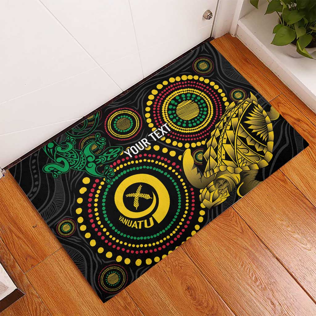 Vanuatu Personalized Aboriginal Arts Rubber Doormat Turtle and Iguana Special - Polynesian Pride