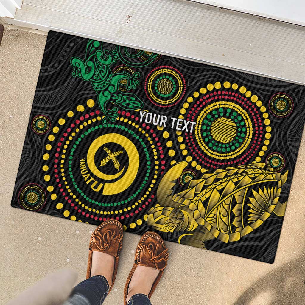 Vanuatu Personalized Aboriginal Arts Rubber Doormat Turtle and Iguana Special - Polynesian Pride