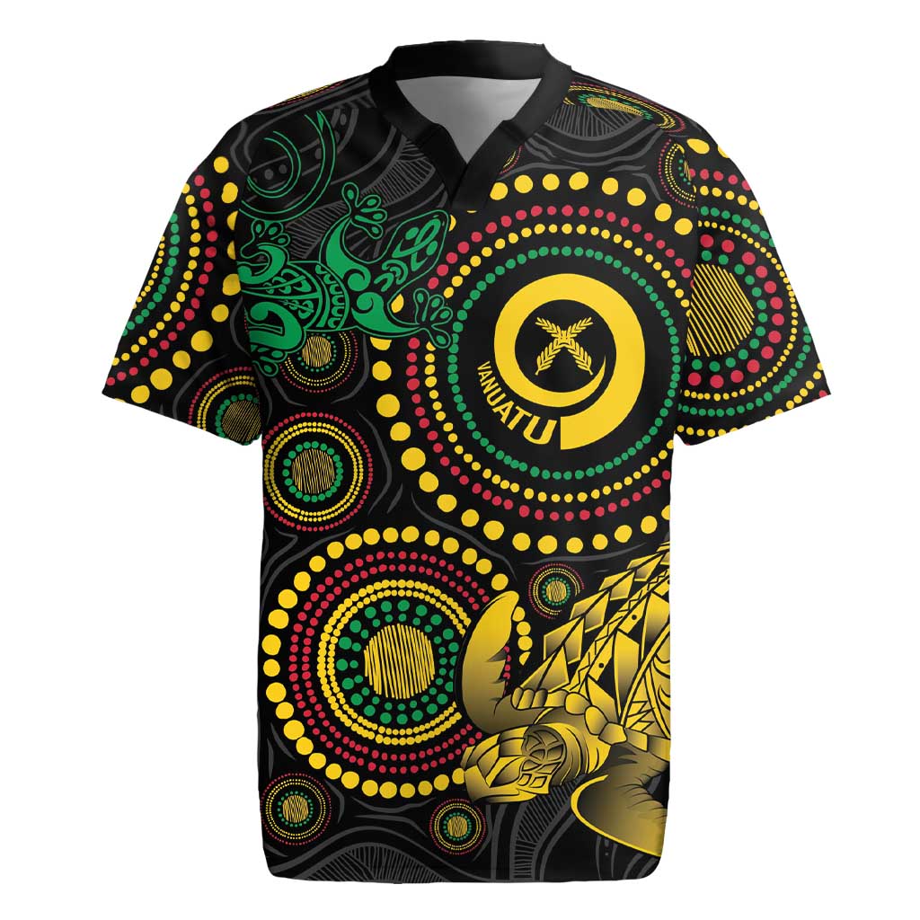 Vanuatu Personalized Aboriginal Arts Rugby Jersey Turtle and Iguana Special - Polynesian Pride