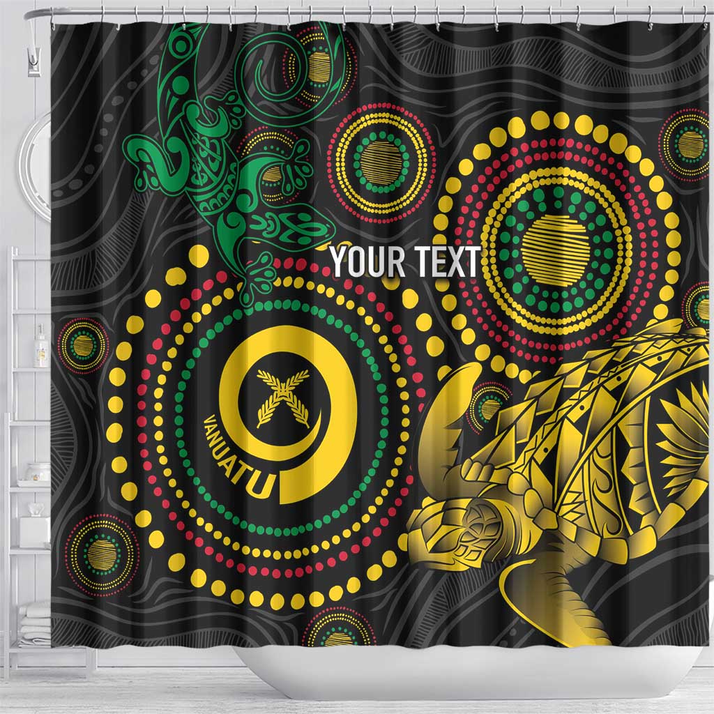 Vanuatu Personalized Aboriginal Arts Shower Curtain Turtle and Iguana Special - Polynesian Pride