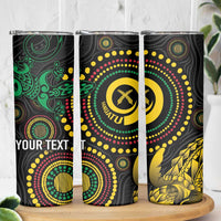 Vanuatu Personalized Aboriginal Arts Skinny Tumbler Turtle and Iguana Special - Polynesian Pride