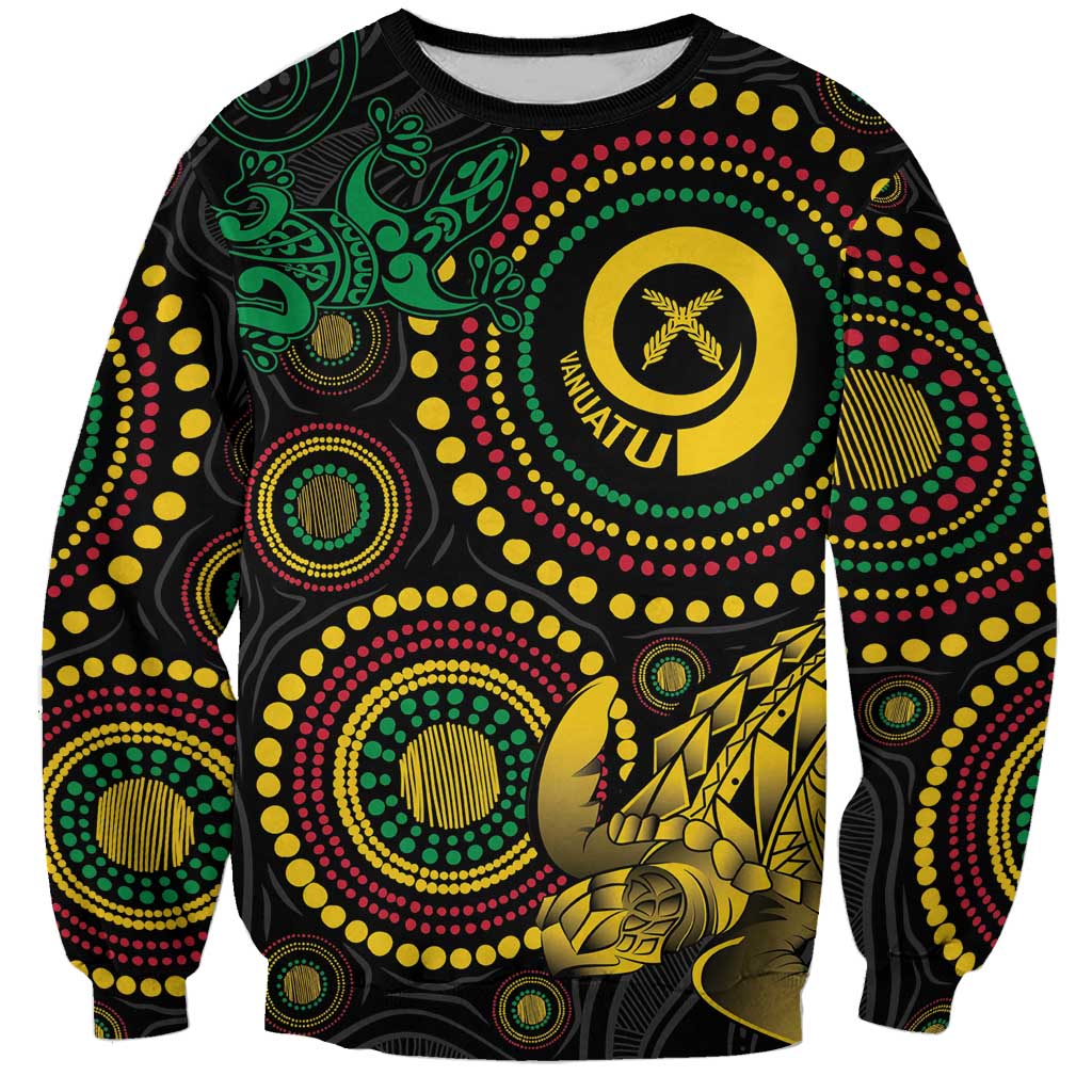 Vanuatu Personalized Aboriginal Arts Sweatshirt Turtle and Iguana Special - Polynesian Pride