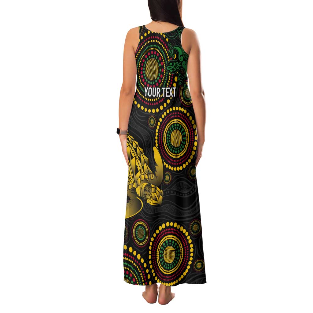Vanuatu Personalized Aboriginal Arts Tank Maxi Dress Turtle and Iguana Special - Polynesian Pride