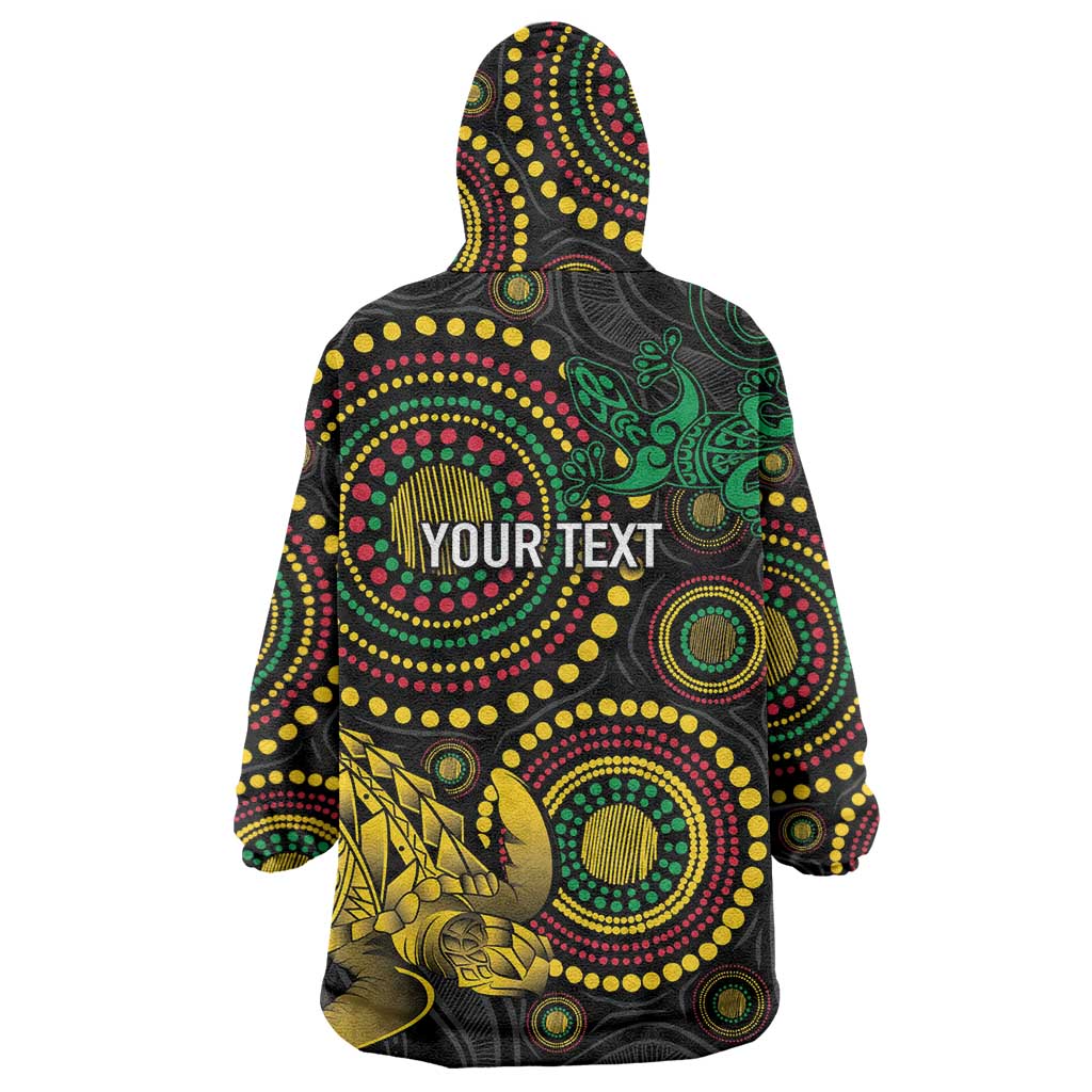 Vanuatu Personalized Aboriginal Arts Wearable Blanket Hoodie Turtle and Iguana Special - Polynesian Pride