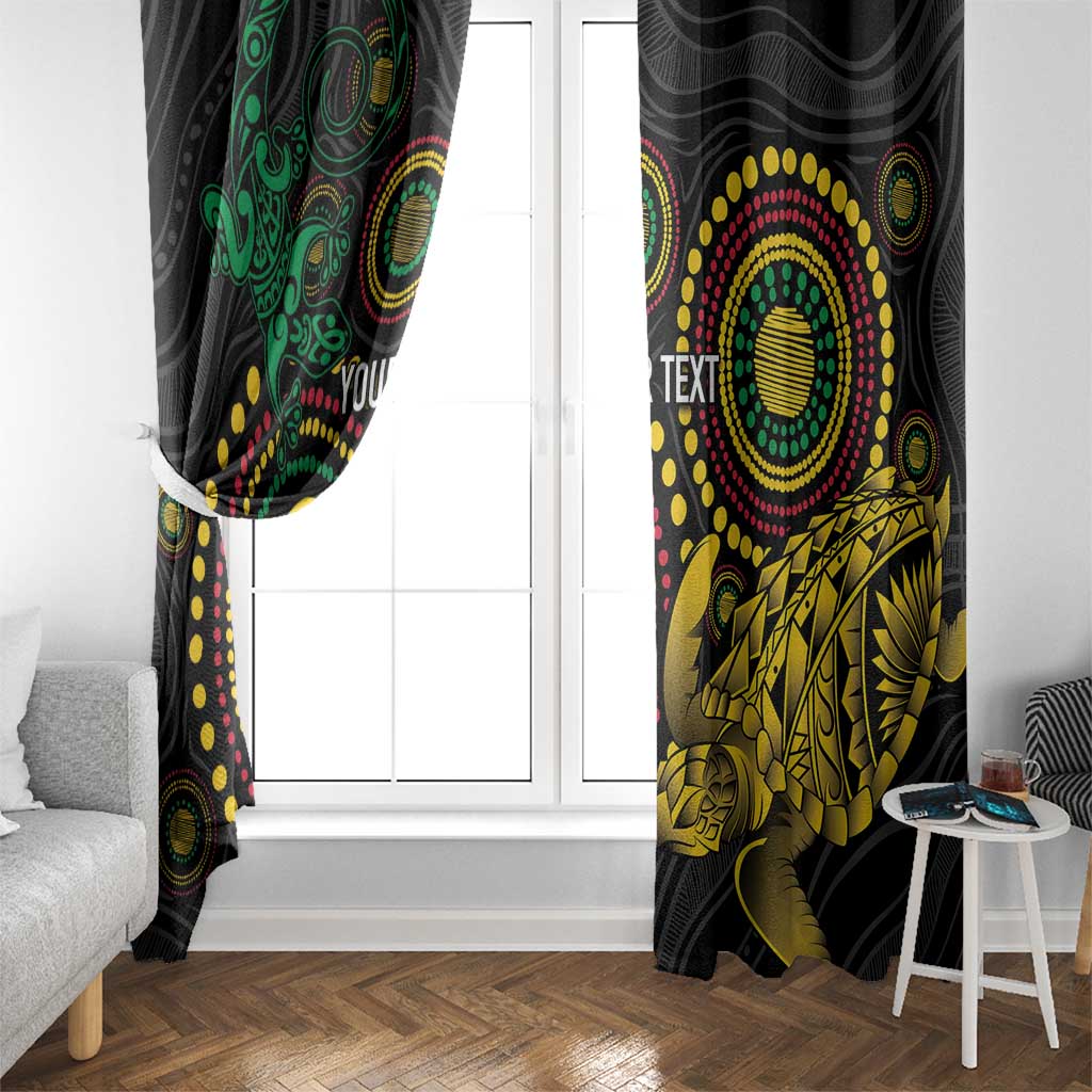 Vanuatu Personalized Aboriginal Arts Window Curtain Turtle and Iguana Special - Polynesian Pride