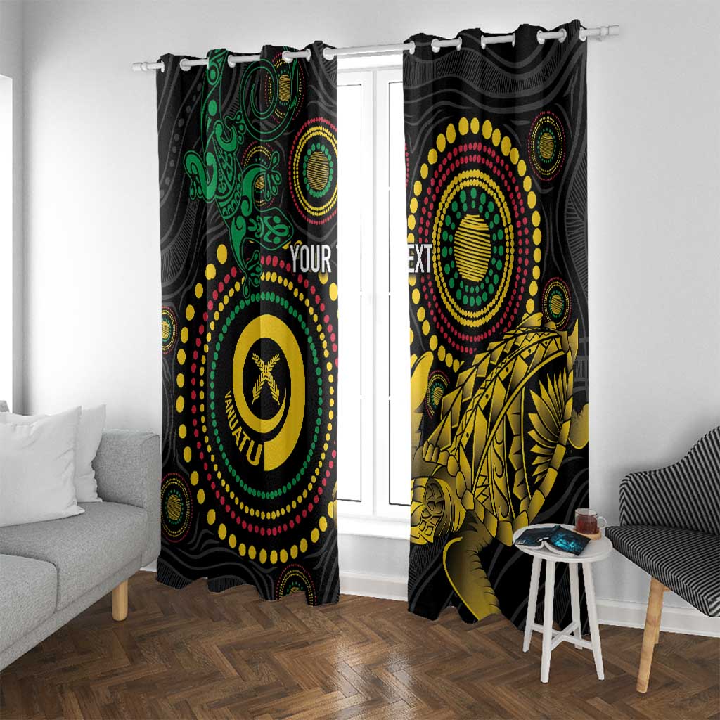 Vanuatu Personalized Aboriginal Arts Window Curtain Turtle and Iguana Special - Polynesian Pride