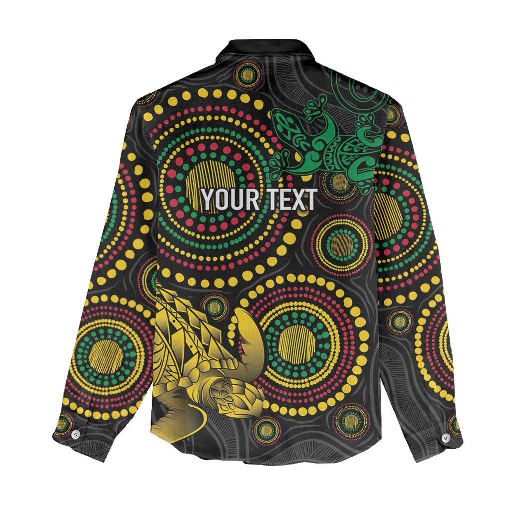 Vanuatu Personalized Aboriginal Arts Women Casual Shirt Turtle and Iguana Special - Polynesian Pride