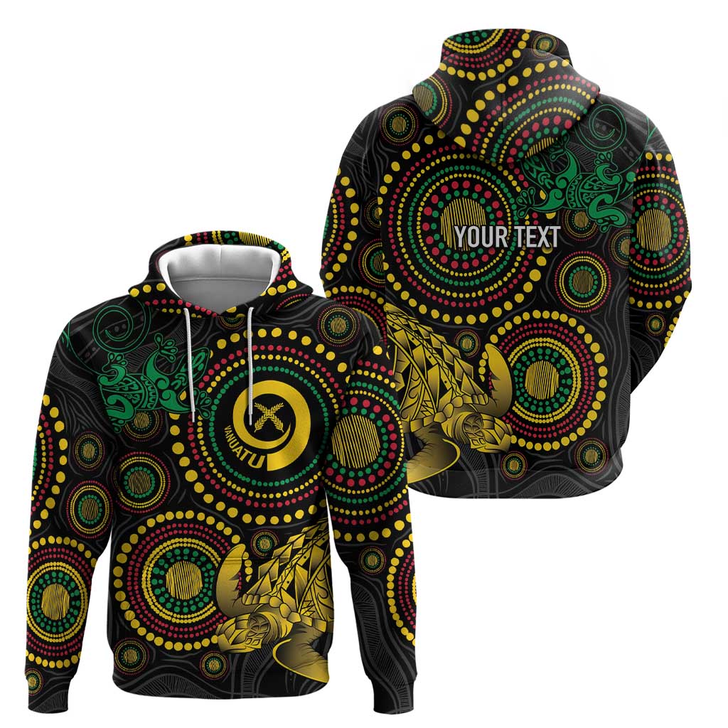 Vanuatu Personalized Aboriginal Arts Zip Hoodie Turtle and Iguana Special - Polynesian Pride