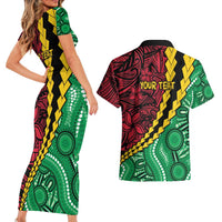 Vanuatu Personalized Tribal Couples Matching Short Sleeve Bodycon Dress and Hawaiian Shirt Aboriginal Inspired Mix Style - Polynesian Pride