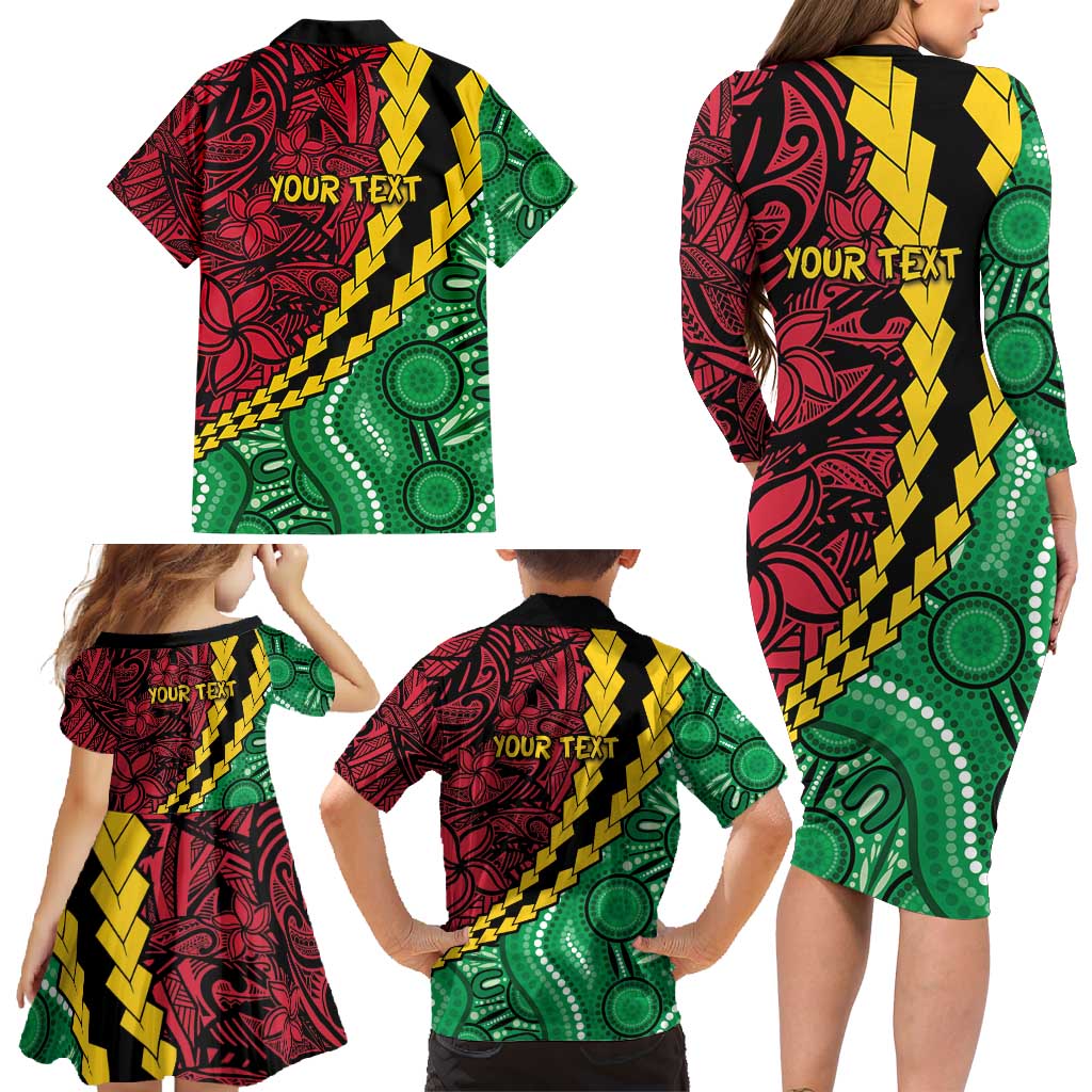 Vanuatu Personalized Tribal Family Matching Long Sleeve Bodycon Dress and Hawaiian Shirt Aboriginal Inspired Mix Style - Polynesian Pride