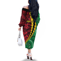 Vanuatu Personalized Tribal Family Matching Off The Shoulder Long Sleeve Dress and Hawaiian Shirt Aboriginal Inspired Mix Style - Polynesian Pride