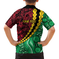 Vanuatu Personalized Tribal Family Matching Off Shoulder Maxi Dress and Hawaiian Shirt Aboriginal Inspired Mix Style - Polynesian Pride
