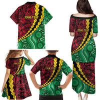Vanuatu Personalized Tribal Family Matching Puletasi and Hawaiian Shirt Aboriginal Inspired Mix Style - Polynesian Pride