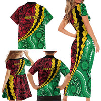Vanuatu Personalized Tribal Family Matching Short Sleeve Bodycon Dress and Hawaiian Shirt Aboriginal Inspired Mix Style - Polynesian Pride