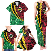 Vanuatu Personalized Tribal Family Matching Tank Maxi Dress and Hawaiian Shirt Aboriginal Inspired Mix Style - Polynesian Pride