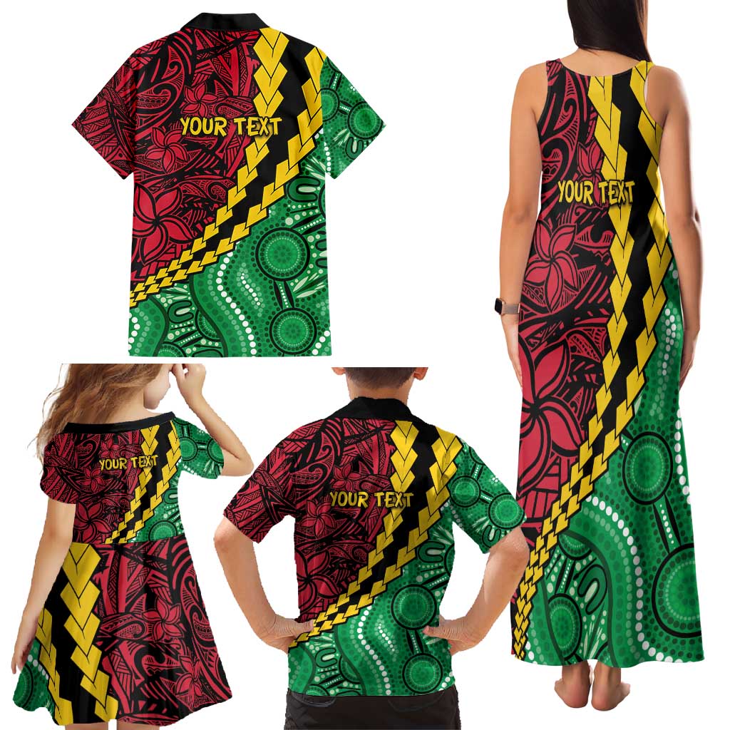 Vanuatu Personalized Tribal Family Matching Tank Maxi Dress and Hawaiian Shirt Aboriginal Inspired Mix Style - Polynesian Pride