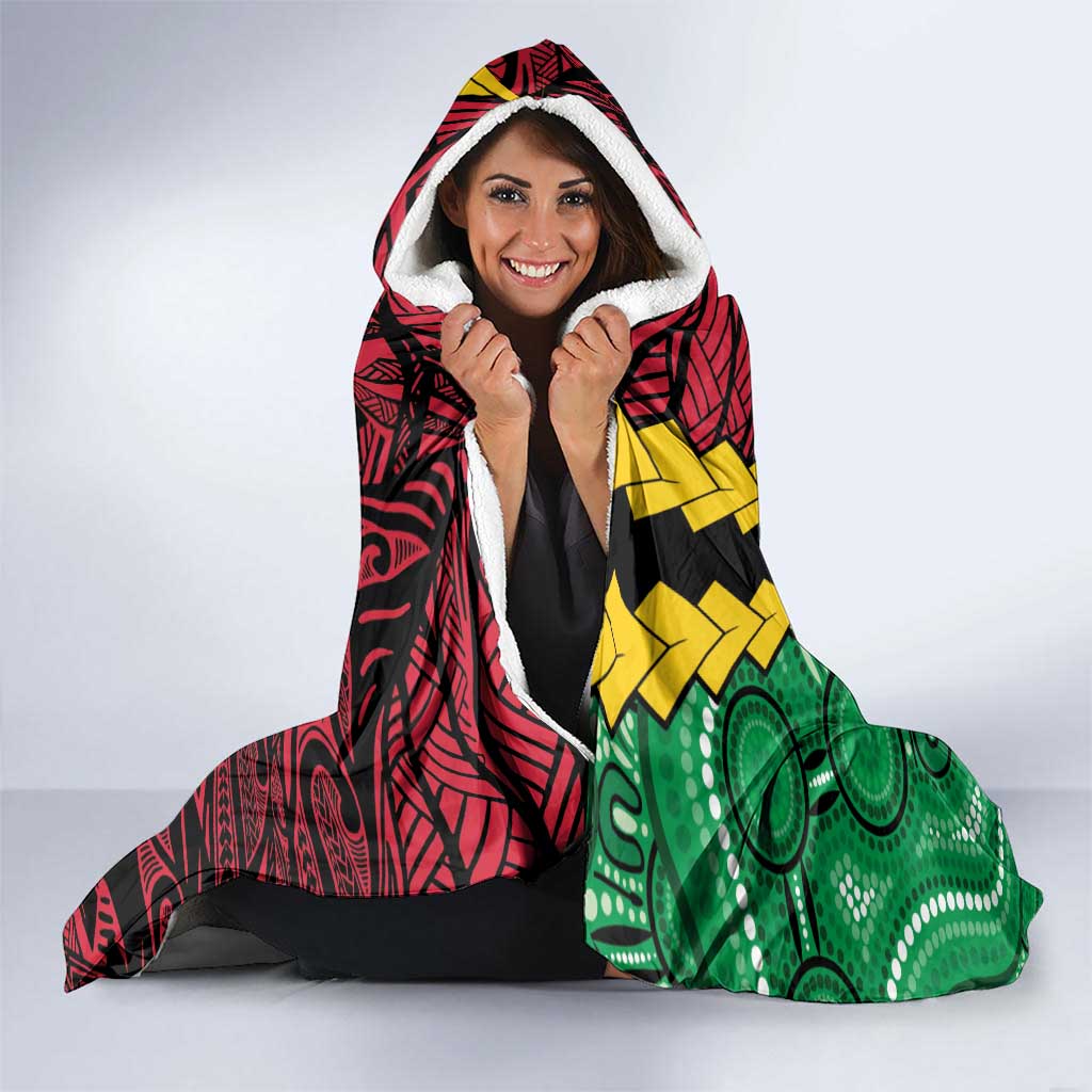 Vanuatu Personalized Tribal Hooded Blanket Aboriginal Inspired Mix Style - Polynesian Pride