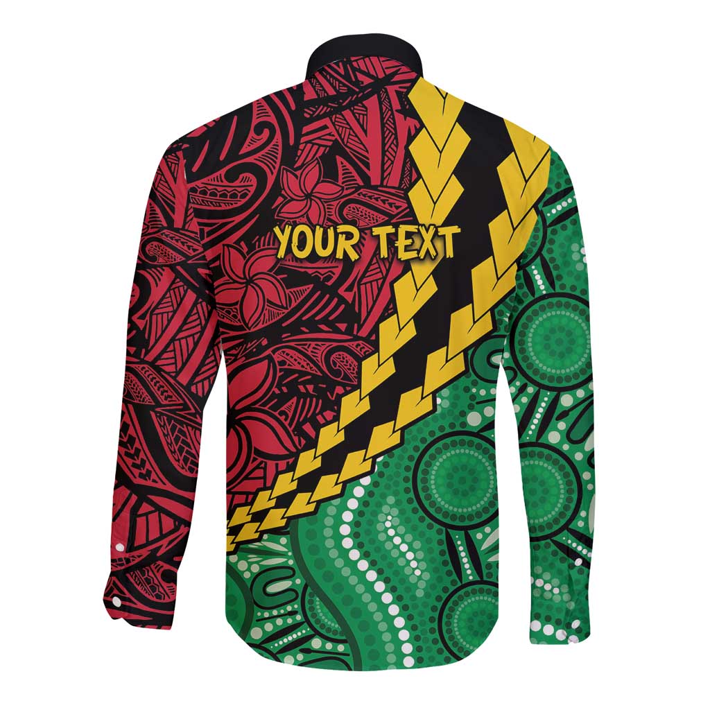 Vanuatu Personalized Tribal Long Sleeve Button Shirt Aboriginal Inspired Mix Style - Polynesian Pride