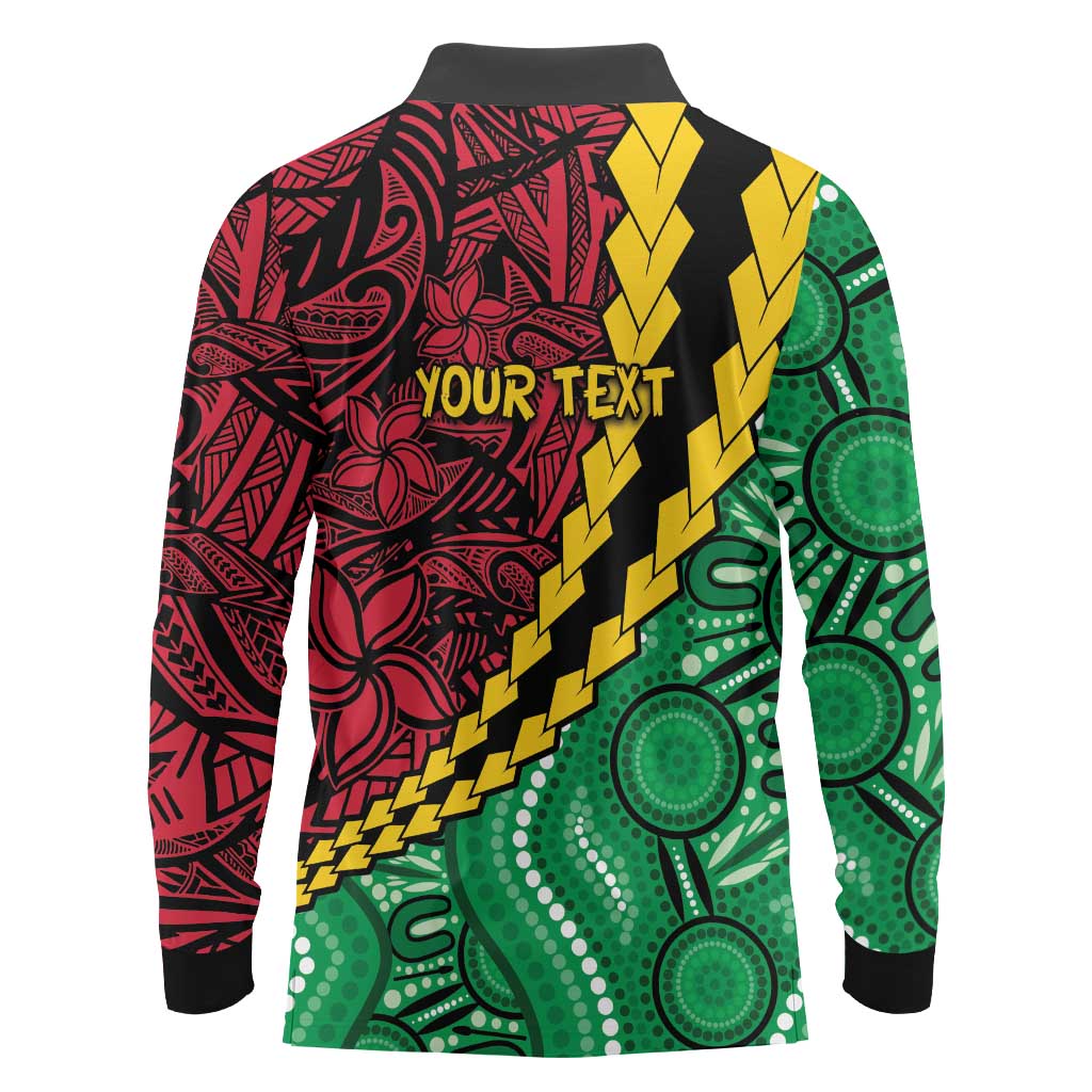 Vanuatu Personalized Tribal Long Sleeve Polo Shirt Aboriginal Inspired Mix Style - Polynesian Pride