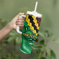 Vanuatu Personalized Tribal Tumbler With Handle Aboriginal Inspired Mix Style - Polynesian Pride