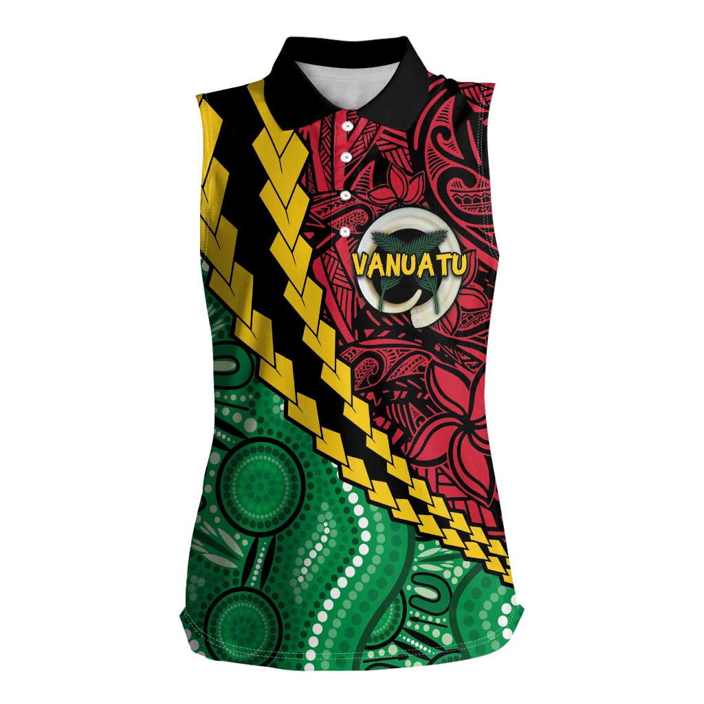 Vanuatu Personalized Tribal Women Sleeveless Polo Shirt Aboriginal Inspired Mix Style - Polynesian Pride