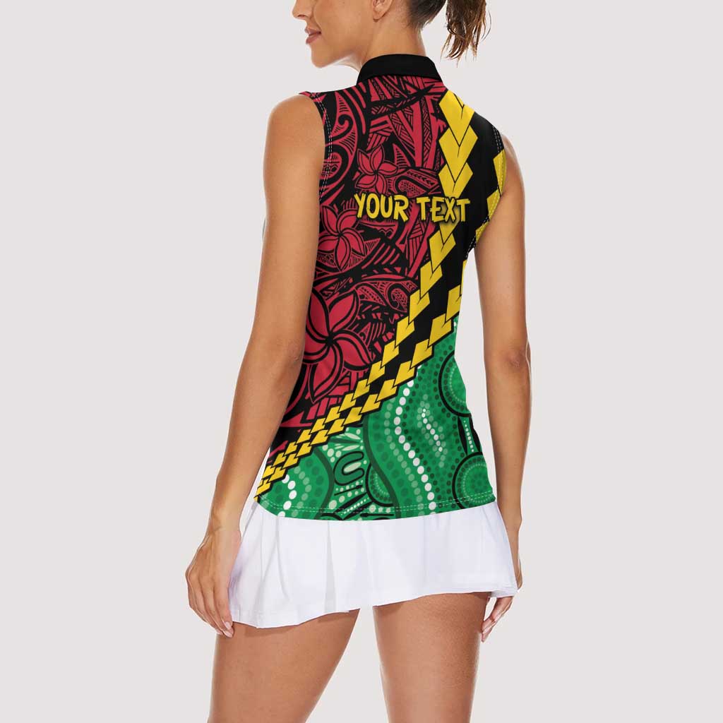 Vanuatu Personalized Tribal Women Sleeveless Polo Shirt Aboriginal Inspired Mix Style - Polynesian Pride