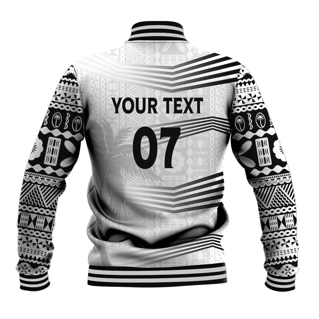Personalised Fiji Rugby Baseball Jacket Kaiviti WC 2023 Jersey Replica - White LT7 - Polynesian Pride