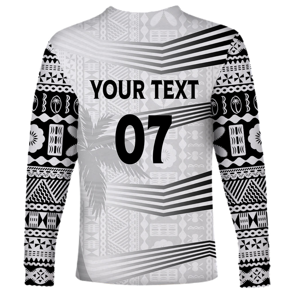 Personalised Fiji Rugby Long Sleeve Shirt Kaiviti WC 2023 Jersey Replica - White LT7 - Polynesian Pride