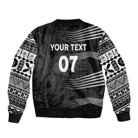 Personalised Fiji Rugby Bomber Jacket Kaiviti WC 2023 Jersey Replica - Black LT7 - Polynesian Pride