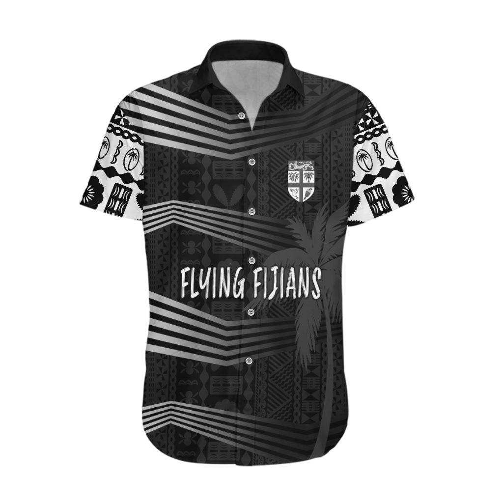 Personalised Fiji Rugby Hawaiian Shirt Kaiviti WC 2023 Jersey Replica - Black LT7 Black - Polynesian Pride