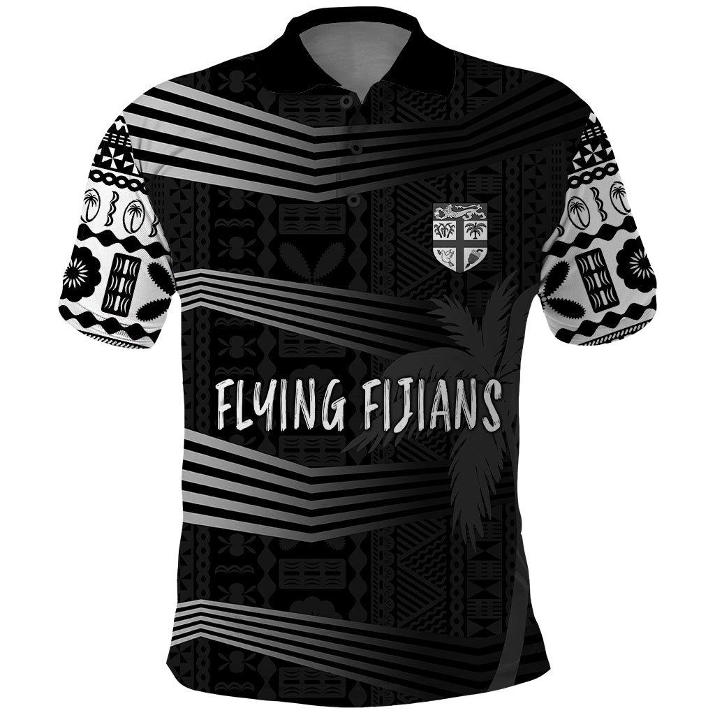 Personalised Fiji Rugby Polo Shirt Kaiviti WC 2023 Jersey Replica - Black LT7 Black - Polynesian Pride