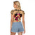 Personalised Polynesian Raglan Cropped T Shirt Dog Lover With Beagle - Sunset At The Beach LT7 - Polynesian Pride
