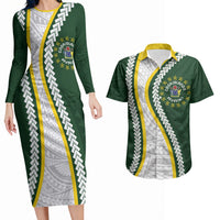 Cook Islands Rugby Personalized Avaiki Couples Matching Long Sleeve Bodycon Dress and Hawaiian Shirt GO Kuki