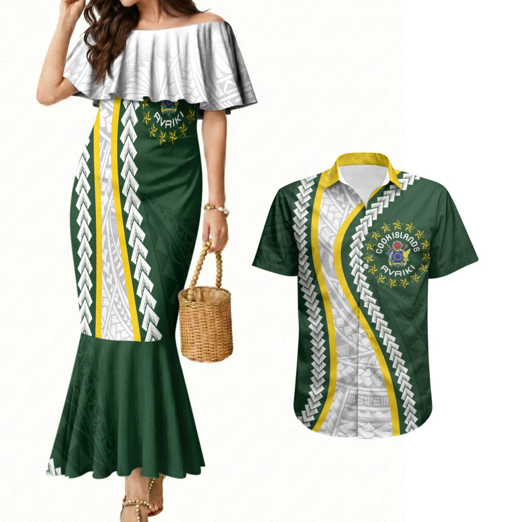 Cook Islands Rugby Personalized Avaiki Couples Matching Mermaid Dress and Hawaiian Shirt GO Kuki