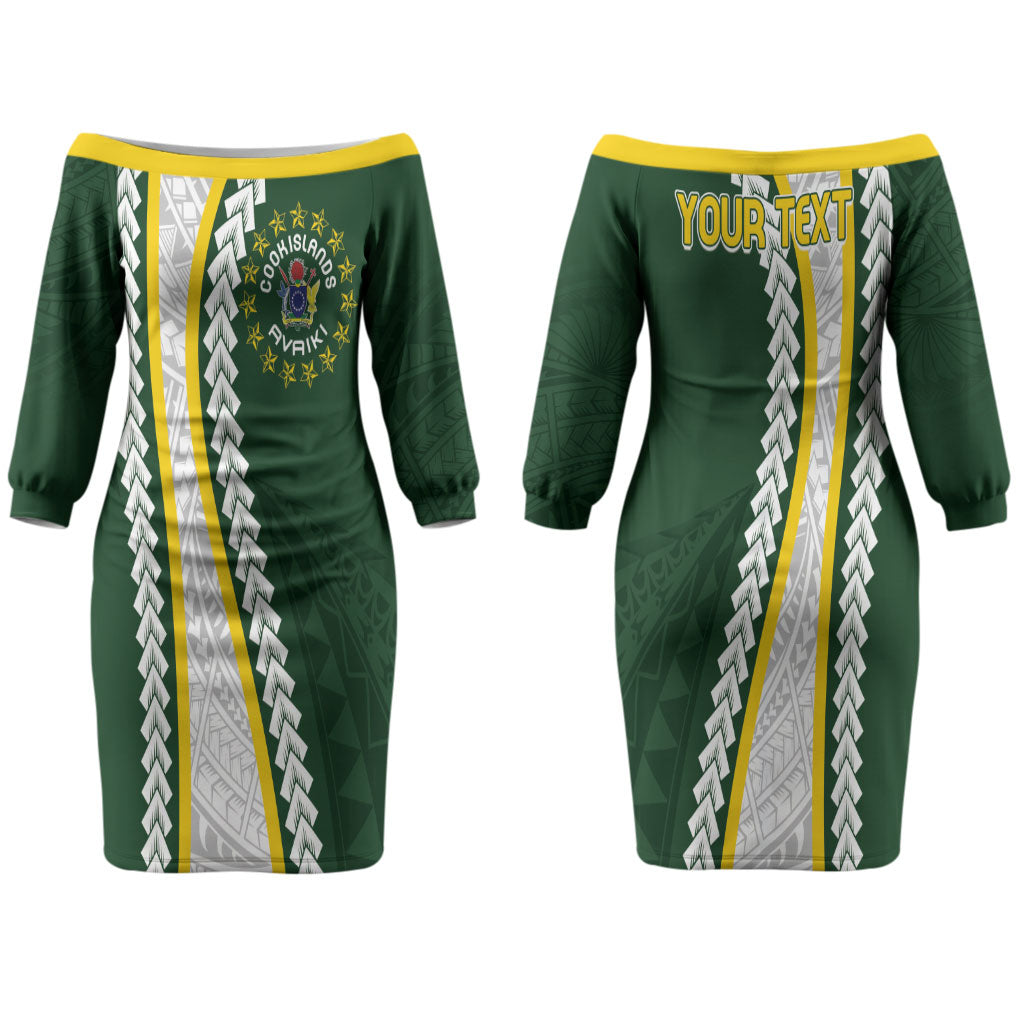 Cook Islands Rugby Personalized Avaiki Couples Matching Off The Shoulder Long Sleeve Dress and Long Sleeve Button Shirt GO Kuki