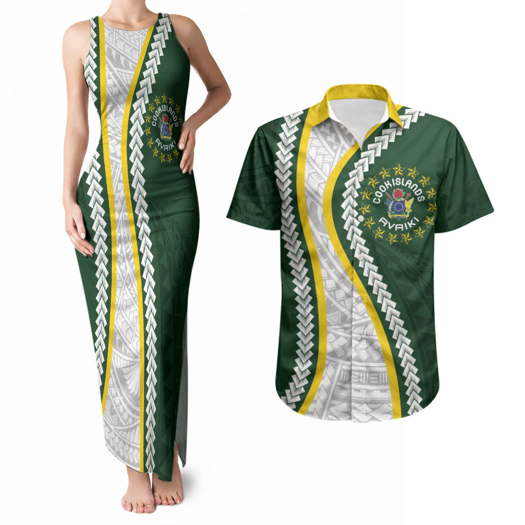 Cook Islands Rugby Personalized Avaiki Couples Matching Tank Maxi Dress and Hawaiian Shirt GO Kuki