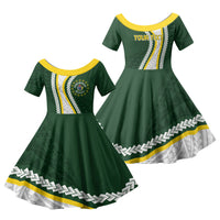Cook Islands Rugby Personalized Avaiki Family Matching Off Shoulder Maxi Dress and Hawaiian Shirt GO Kuki