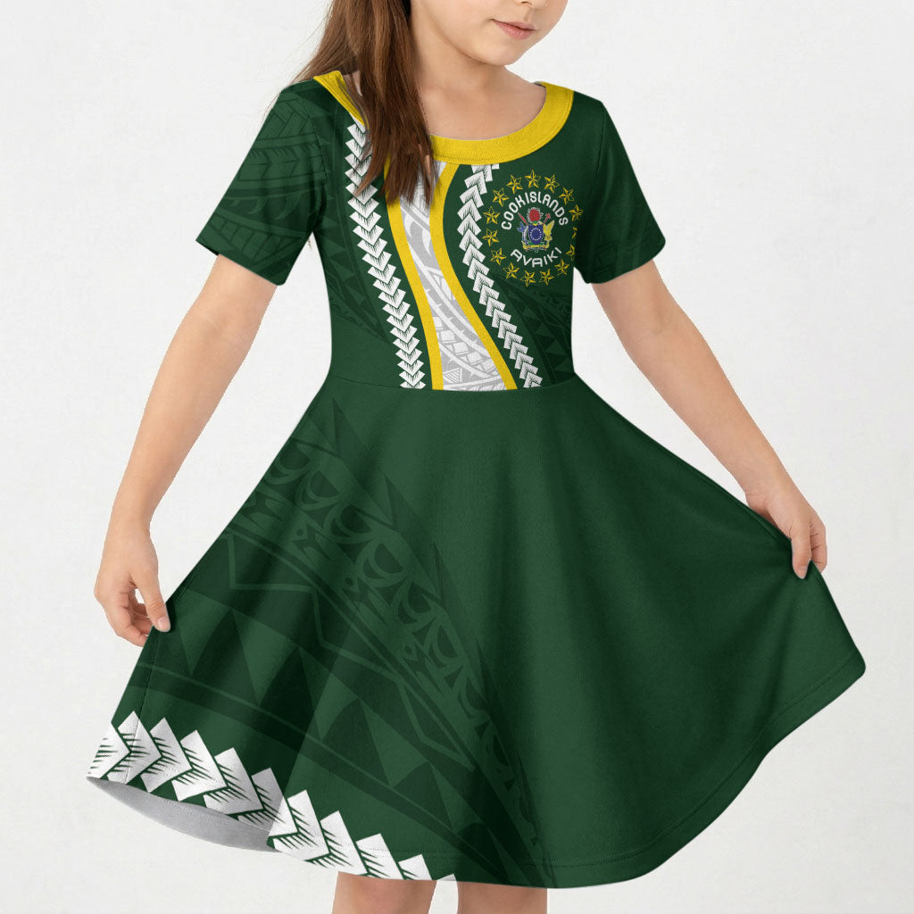 Cook Islands Rugby Personalized Avaiki Kid Short Sleeve Dress GO Kuki