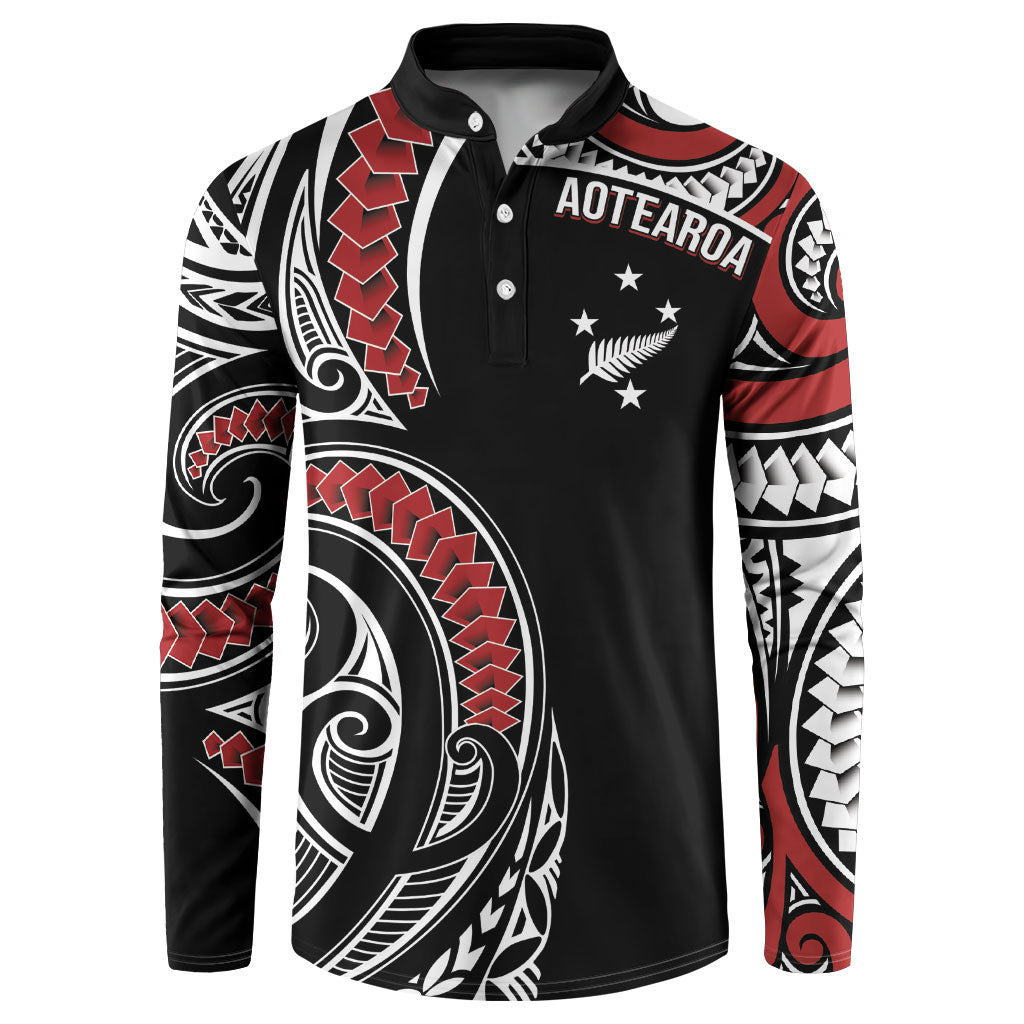 New Zealand Darts Personalized Hei Manaia Button Sweatshirt Classic Kowhaiwhai LT7 Black - Polynesian Pride