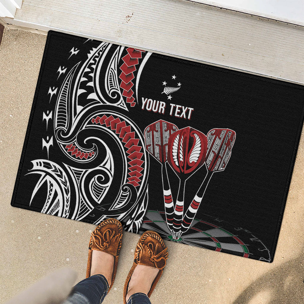 New Zealand Darts Personalized Hei Manaia Rubber Doormat Classic Kowhaiwhai