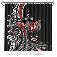 New Zealand Darts Personalized Hei Manaia Shower Curtain Classic Kowhaiwhai LT7 Black - Polynesian Pride