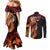 Papua New Guinea Personalised Couples Matching Mermaid Dress and Long Sleeve Button Shirt Grunge Style 49th Independence Anni