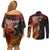 Papua New Guinea Personalised Couples Matching Off Shoulder Short Dress and Long Sleeve Button Shirt Grunge Style 49th Independence Anni