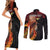 Papua New Guinea Personalised Couples Matching Short Sleeve Bodycon Dress and Long Sleeve Button Shirt Grunge Style 49th Independence Anni