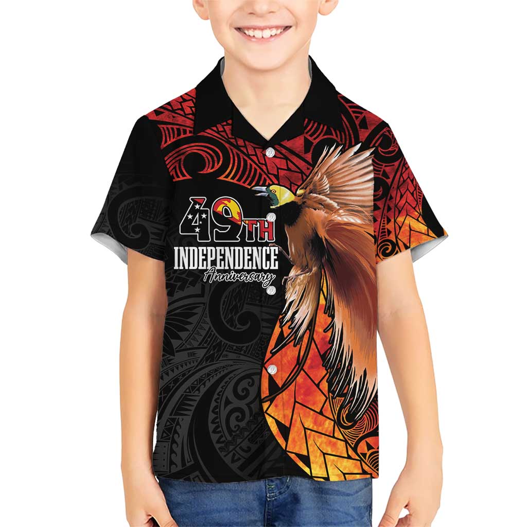Papua New Guinea Personalised Kid Hawaiian Shirt Grunge Style 49th Independence Anni