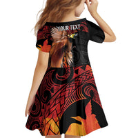 Papua New Guinea Personalised Kid Short Sleeve Dress Grunge Style 49th Independence Anni