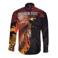 Papua New Guinea Personalised Long Sleeve Button Shirt Grunge Style 49th Independence Anni LT7 - Polynesian Pride
