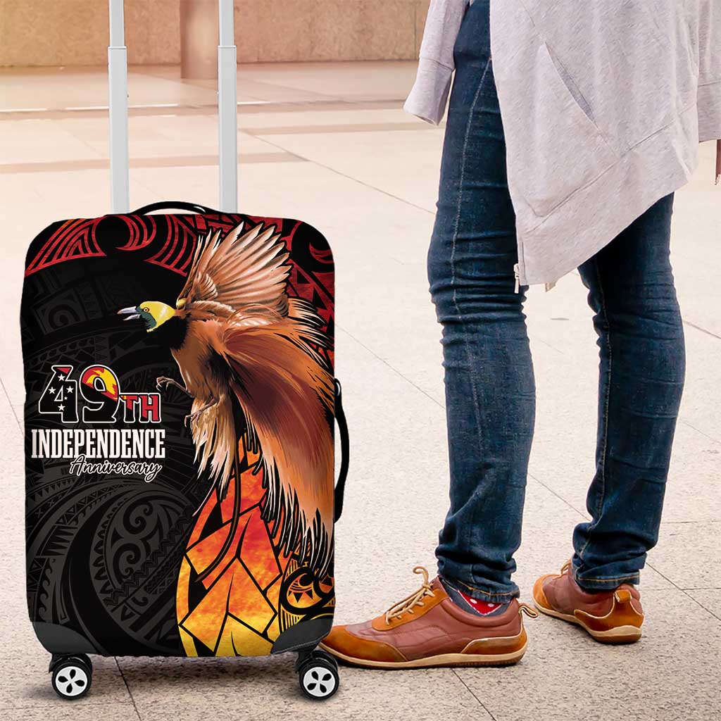 Papua New Guinea Luggage Cover Grunge Style 49th Independence Anni LT7 Black Red - Polynesian Pride