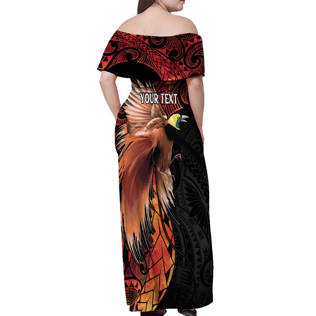Papua New Guinea Personalised Off Shoulder Maxi Dress Grunge Style 49th Independence Anni