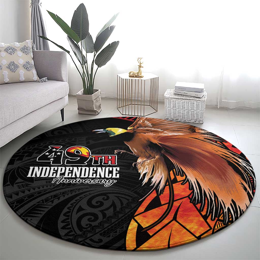 Papua New Guinea Round Carpet Grunge Style 49th Independence Anni
